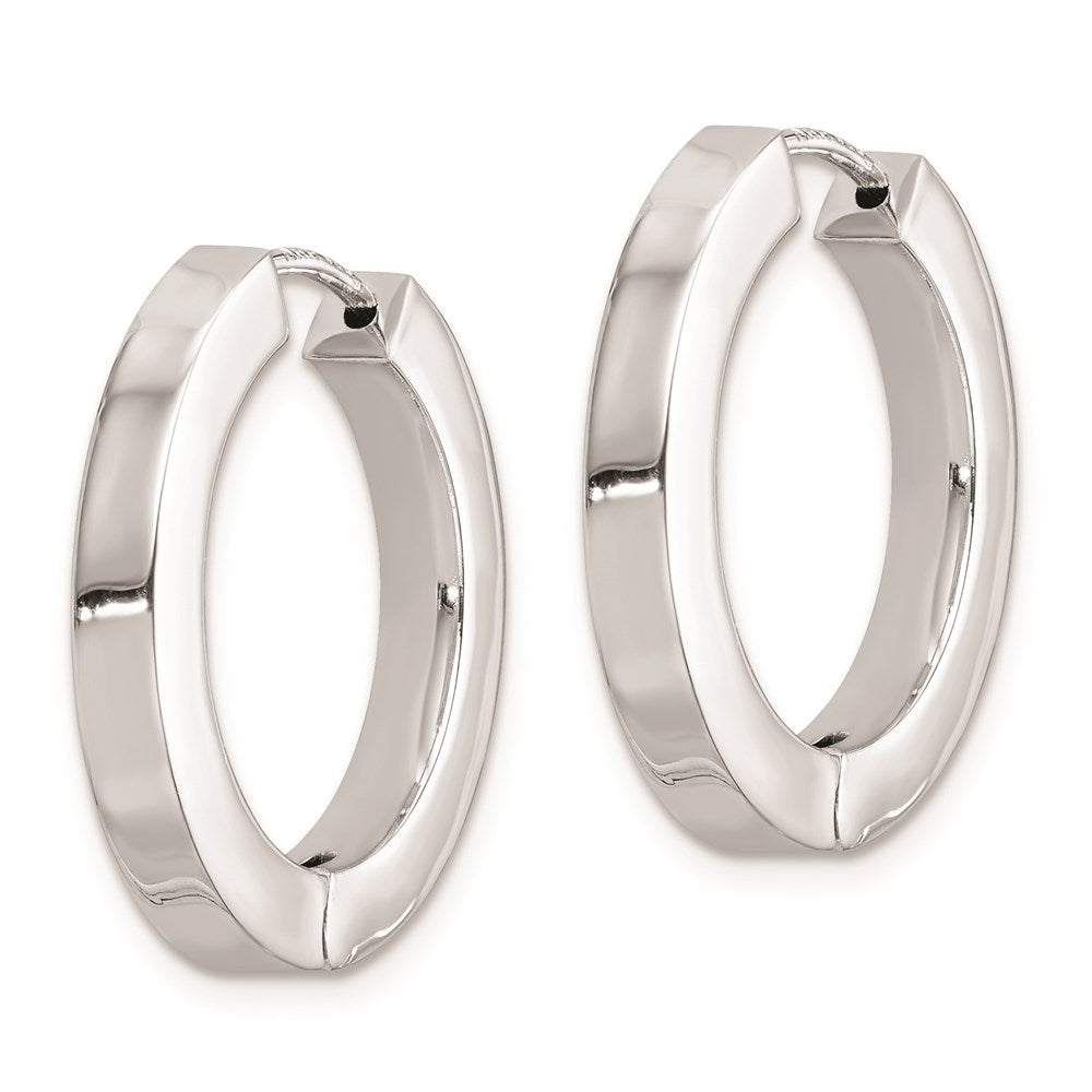 Sterling Silver Rhodium-Plated Hollow Hinged Hoop Earrings