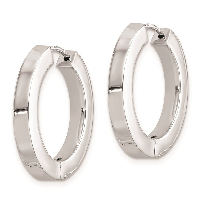 Sterling Silver Rhodium-Plated Hollow Hinged Hoop Earrings