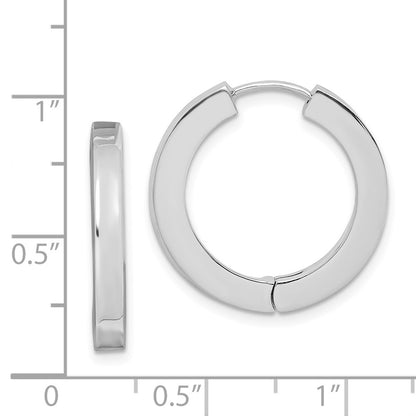 Sterling Silver Rhodium-Plated Hollow Hinged Hoop Earrings