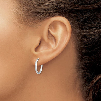 Sterling Silver Rh-Plated 2X19mm Non-Pierced Round Hoop Earrings
