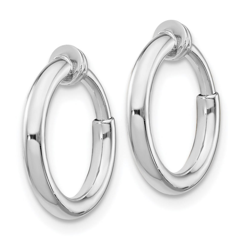 Sterling Silver Rh-Plated 2X14mm Non-Pierced Round Hoop Earrings