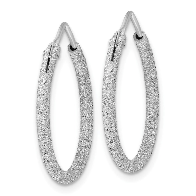 Sterling Silver Rhodium-Plated Laser Cut 2mm Endless Hoop Earrings