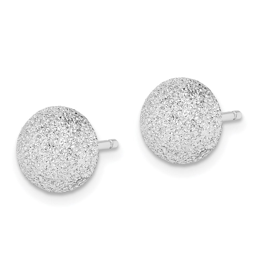 Sterling Silver Rhodium-Plated 8mm Satin Finish Post Earrings