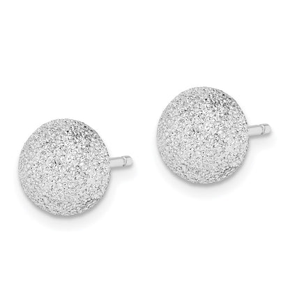 Sterling Silver Rhodium-Plated 8mm Satin Finish Post Earrings