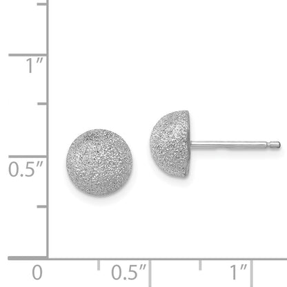 Sterling Silver Rhodium-Plated 8mm Satin Finish Post Earrings