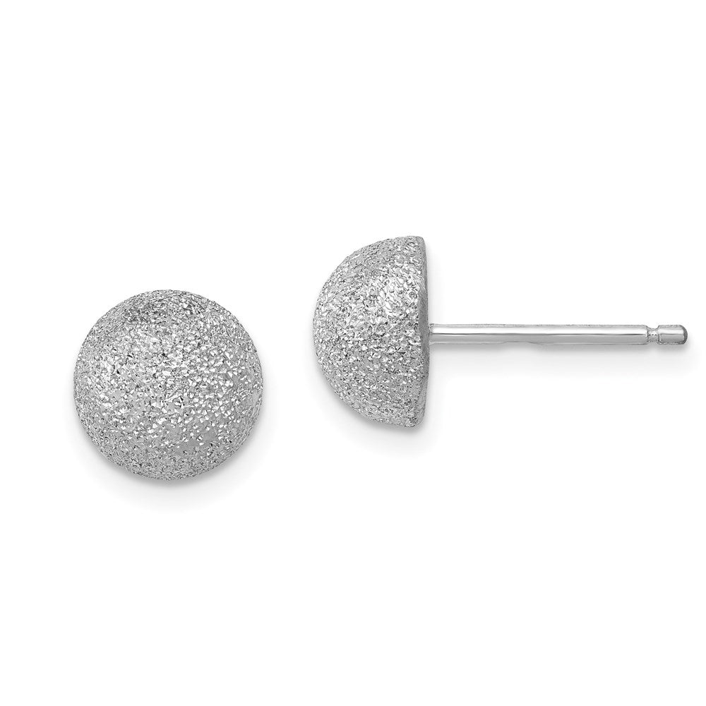 Sterling Silver Rhodium-Plated 8mm Satin Finish Post Earrings