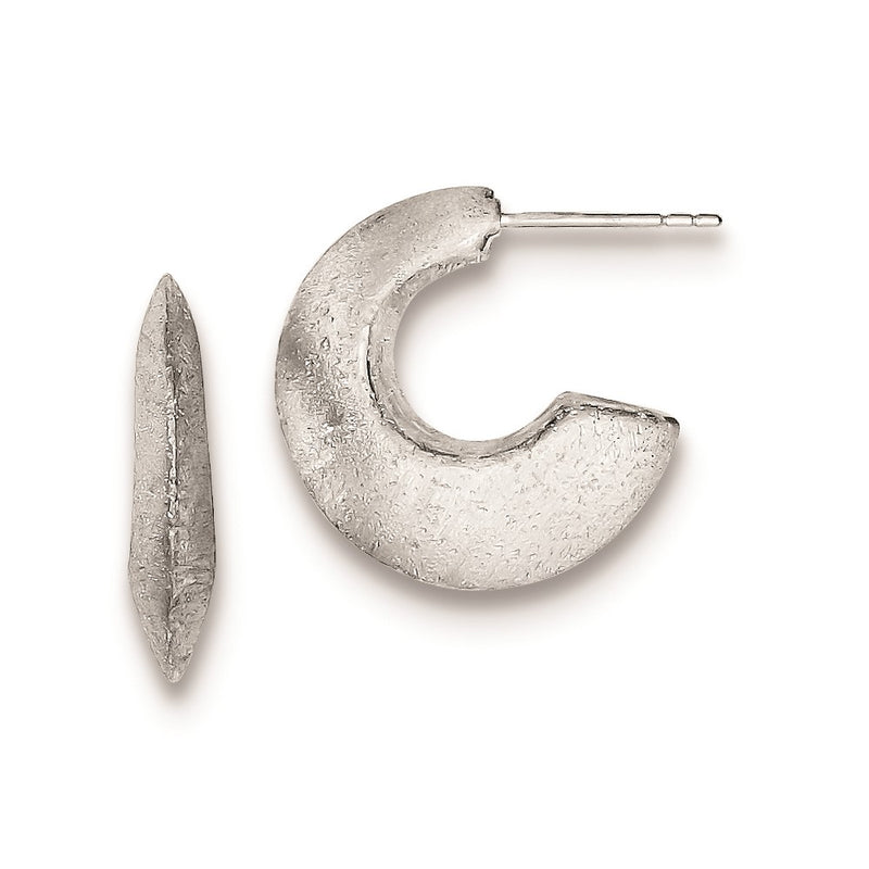 Sterling Silver Satin Finish Post Hoop Earrings