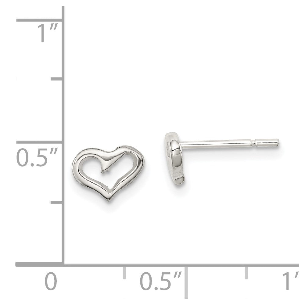 Sterling Silver Polished Open Heart Children'S Post Earrings