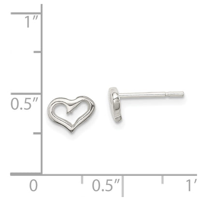 Sterling Silver Polished Open Heart Children'S Post Earrings