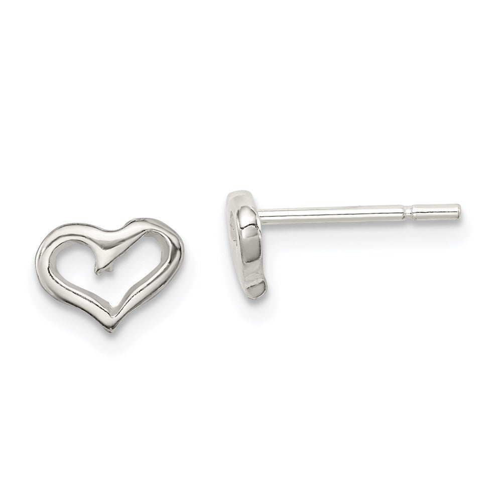 Sterling Silver Polished Open Heart Children'S Post Earrings
