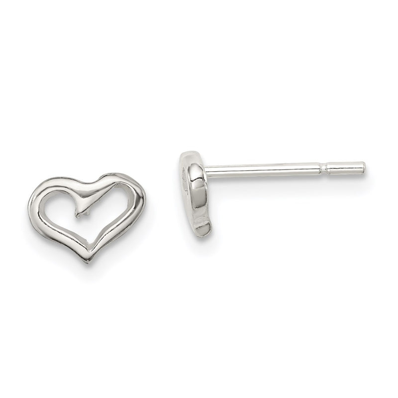 Sterling Silver Polished Open Heart Children'S Post Earrings