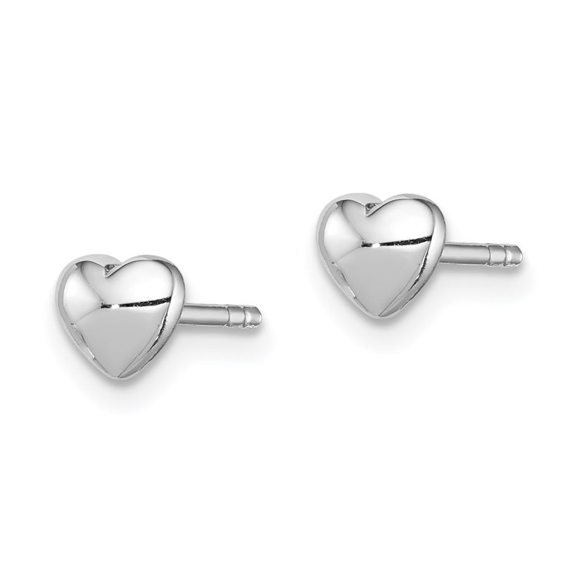 Sterling Silver Rhodium-Plated Polished Heart Post Earrings