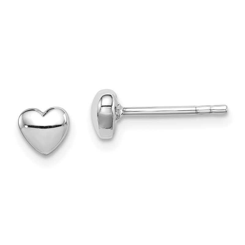 Sterling Silver Rhodium-Plated Polished Heart Post Earrings