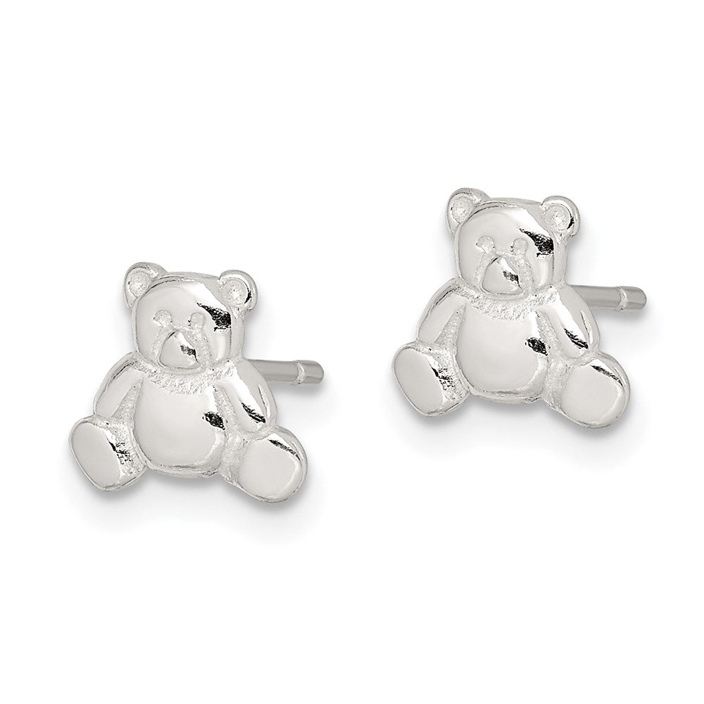 Sterling Silver Polished Teddy Bear Children'S Post Earrings