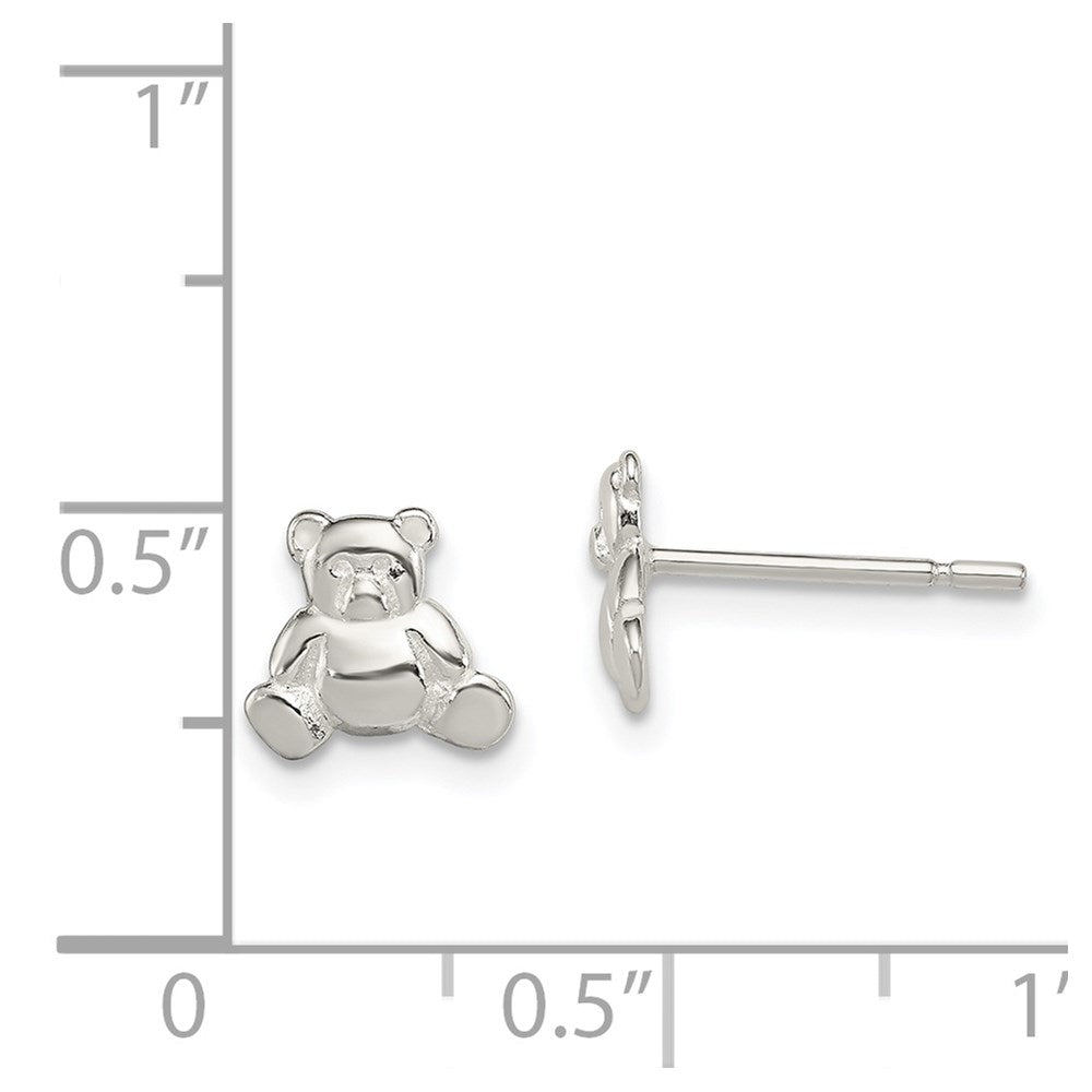 Sterling Silver Polished Teddy Bear Children'S Post Earrings