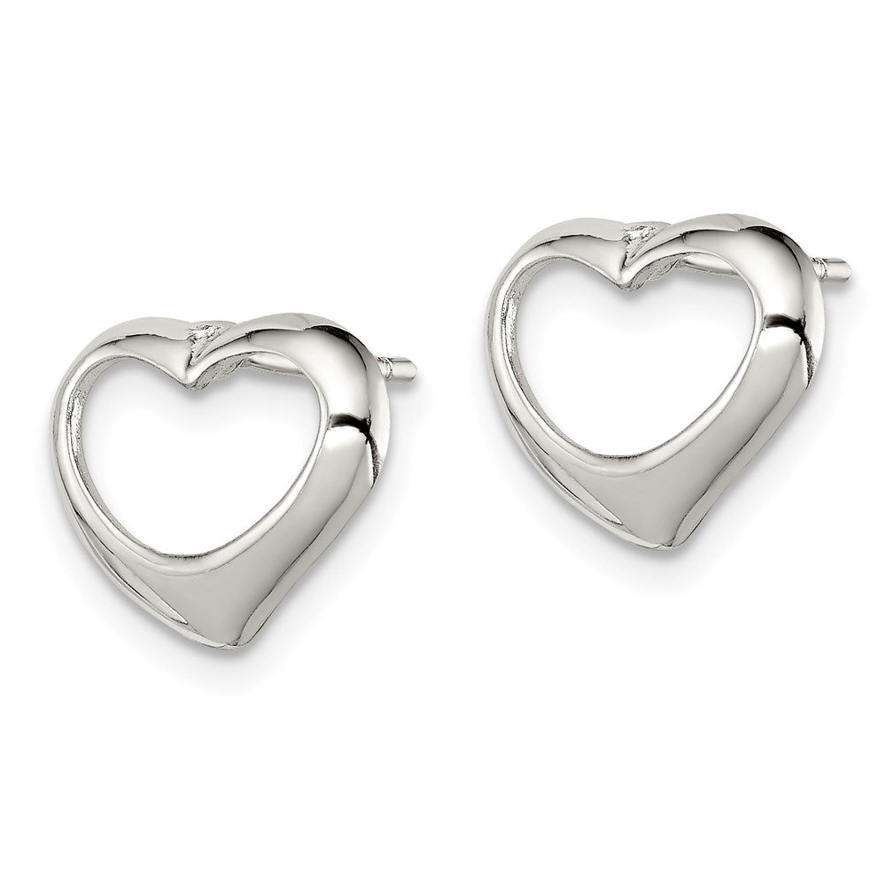 Sterling Silver Rhodium-Plated Heart Post Earrings