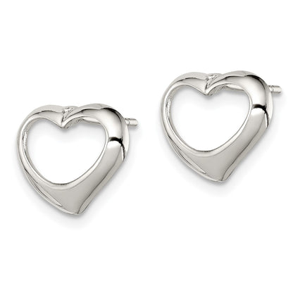 Sterling Silver Rhodium-Plated Heart Post Earrings