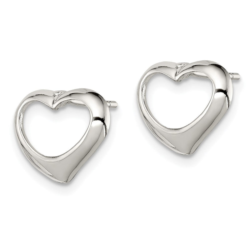 Sterling Silver Rhodium-Plated Heart Post Earrings