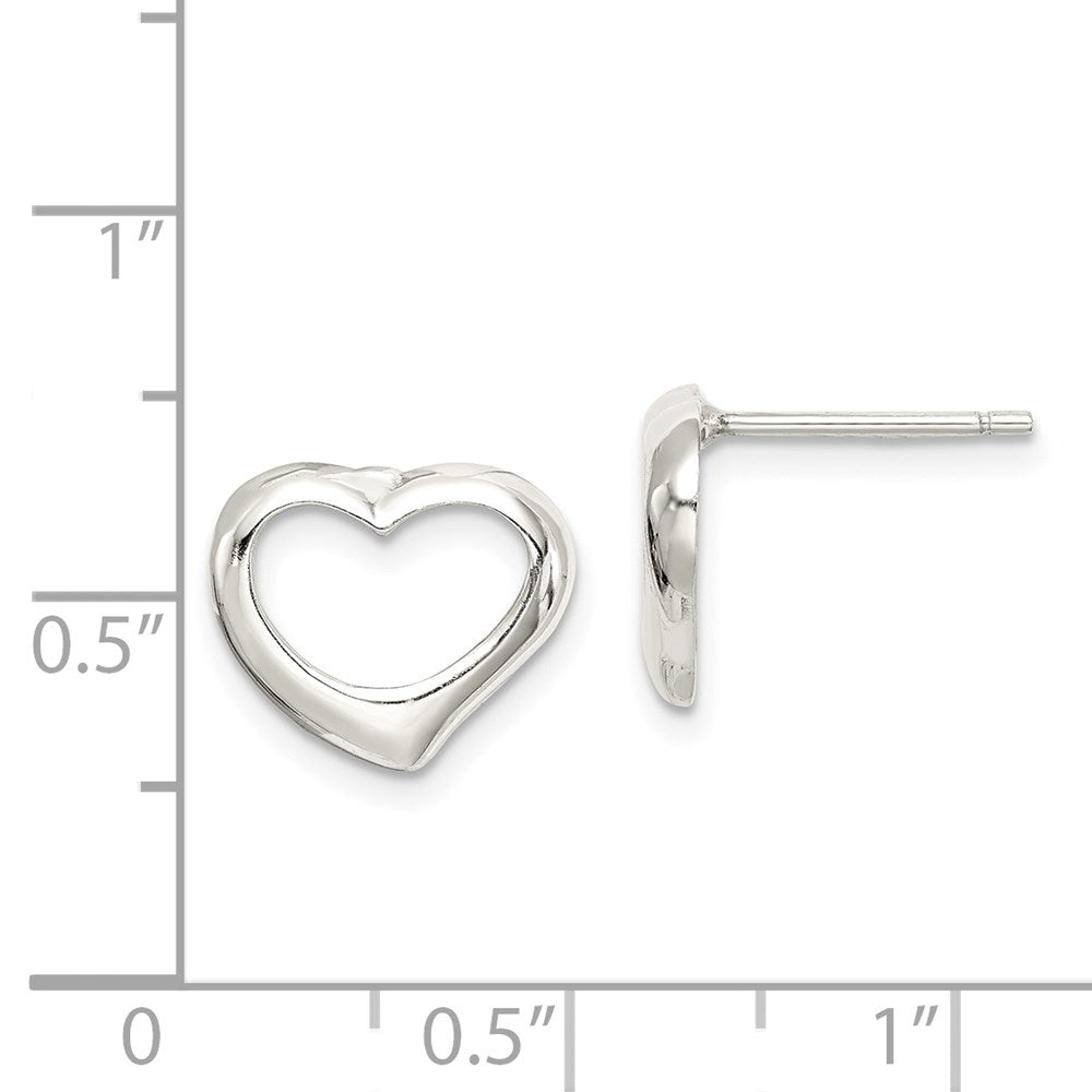 Sterling Silver Rhodium-Plated Heart Post Earrings