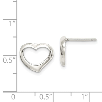 Sterling Silver Rhodium-Plated Heart Post Earrings