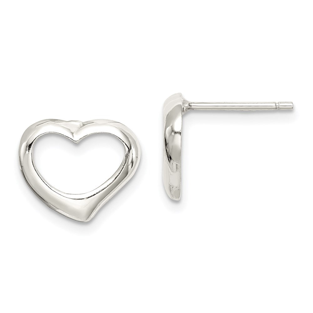 Sterling Silver Rhodium-Plated Heart Post Earrings