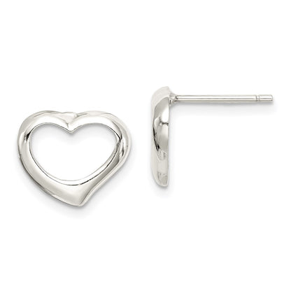 Sterling Silver Rhodium-Plated Heart Post Earrings