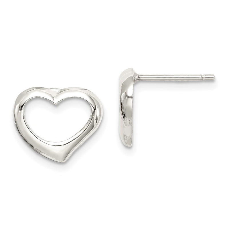 Sterling Silver Rhodium-Plated Heart Post Earrings