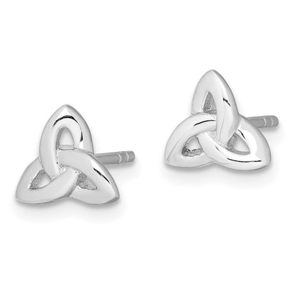 Sterling Silver Rhodium-Plated Trinity Symbol Post Earrings