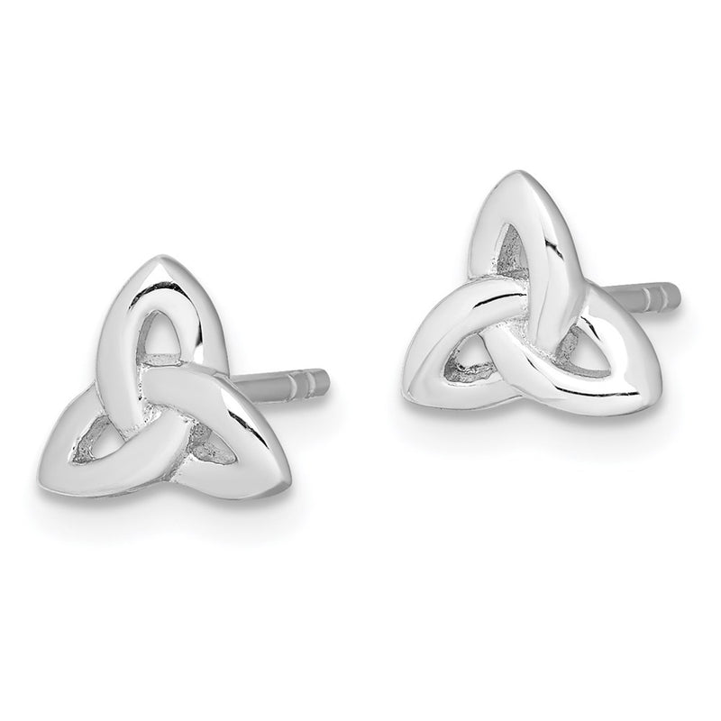 Sterling Silver Rhodium-Plated Trinity Symbol Post Earrings