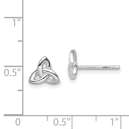 Sterling Silver Rhodium-Plated Trinity Symbol Post Earrings