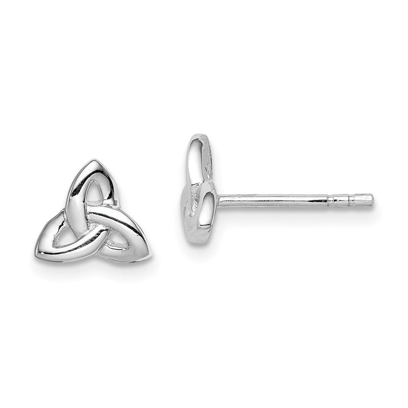 Sterling Silver Rhodium-Plated Trinity Symbol Post Earrings