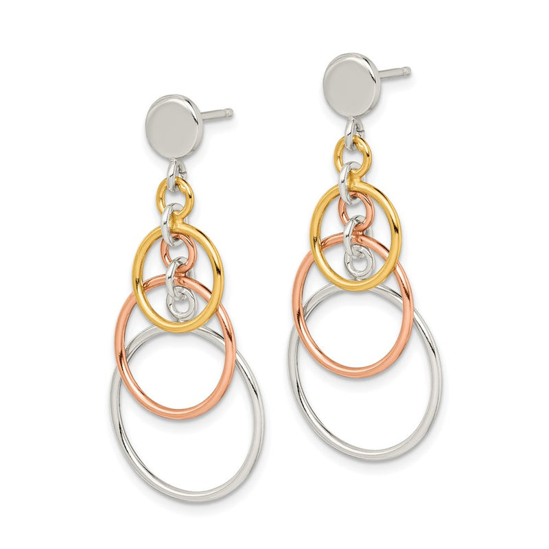 Sterling Silver & Flash Yellow Rose Gold-Plated Circle Post Dangle Earrin