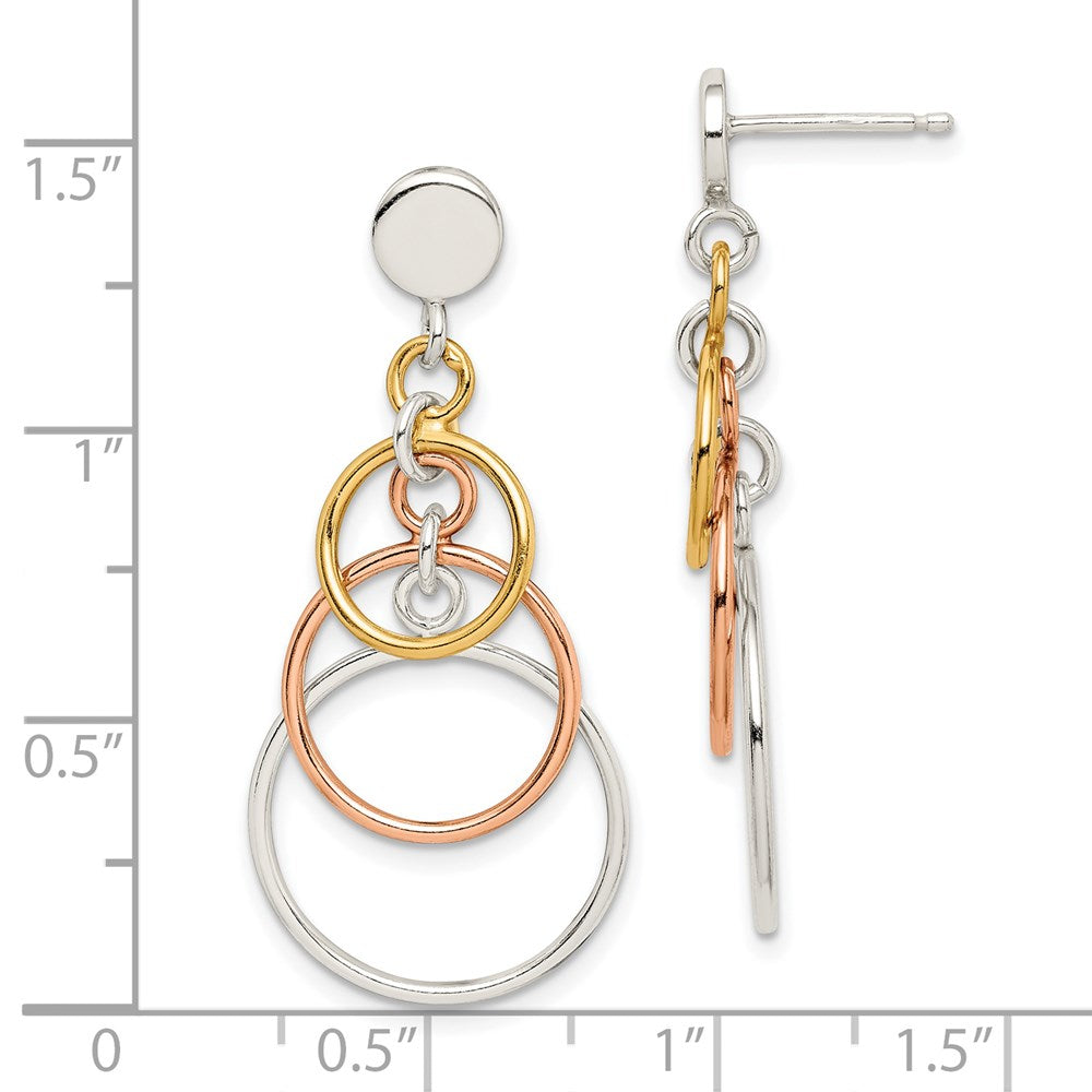 Sterling Silver & Flash Yellow Rose Gold-Plated Circle Post Dangle Earrin