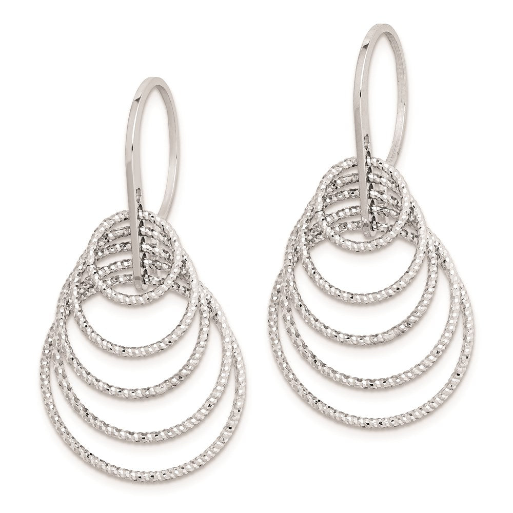 Sterling Silver Rhodium-Plated D/C Graduated Circles Dangle Earrings