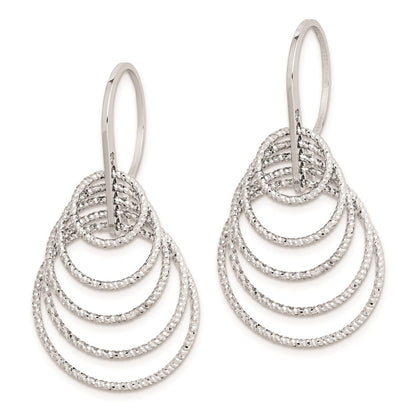 Sterling Silver Rhodium-Plated D/C Graduated Circles Dangle Earrings