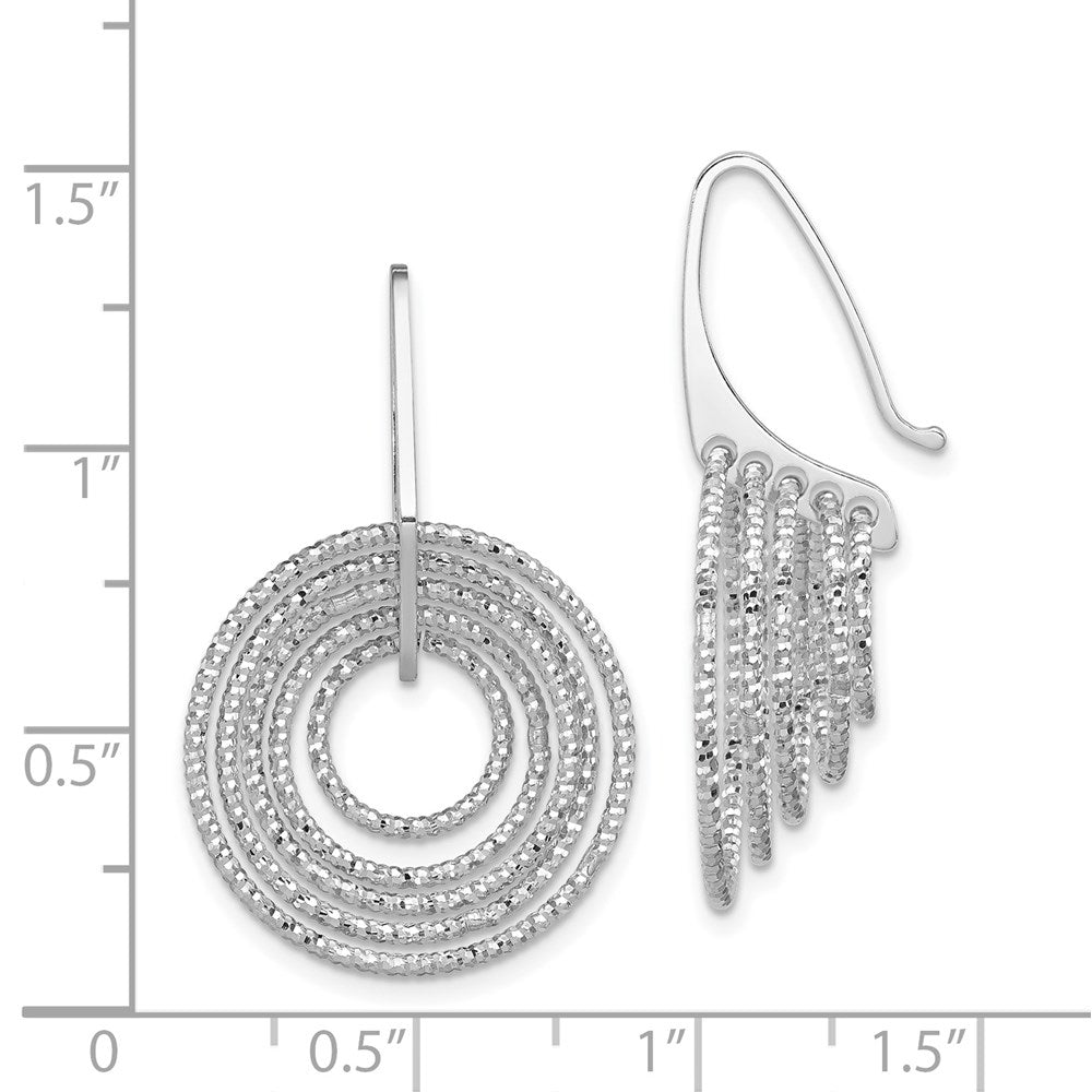 Sterling Silver Rhodium-Plated D/C Circles Dangle Earrings