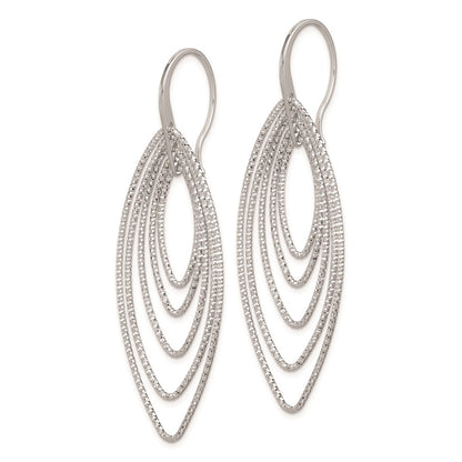 Sterling Silver Rhodium-Plated D/C Multi Marquise Shape Dangle Earrings