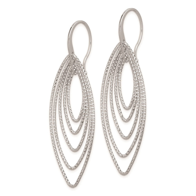 Sterling Silver Rhodium-Plated D/C Multi Marquise Shape Dangle Earrings