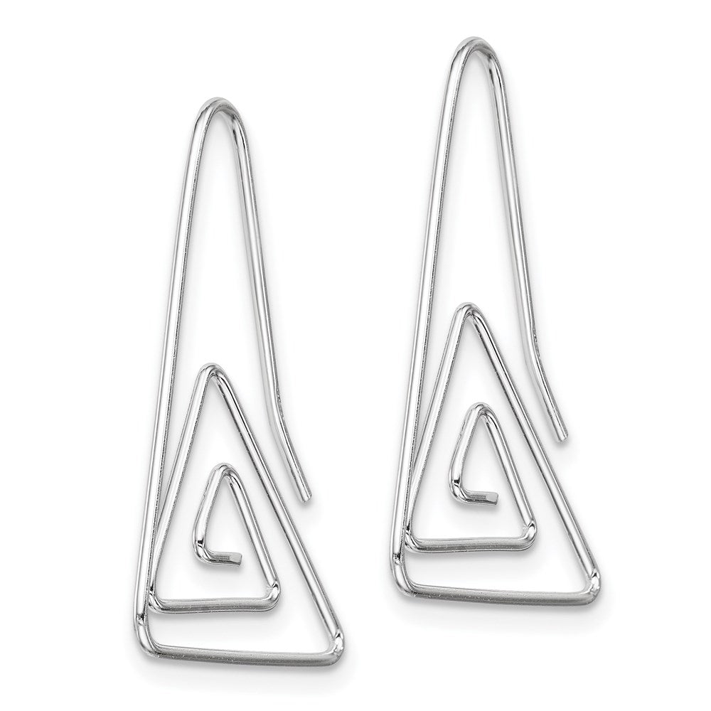 Sterling Silver Rhodium-Plated Hook Triangle Earrings