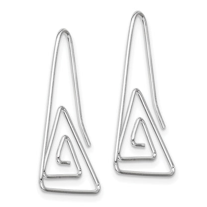 Sterling Silver Rhodium-Plated Hook Triangle Earrings