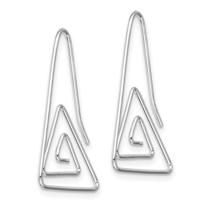 Sterling Silver Rhodium-Plated Hook Triangle Earrings
