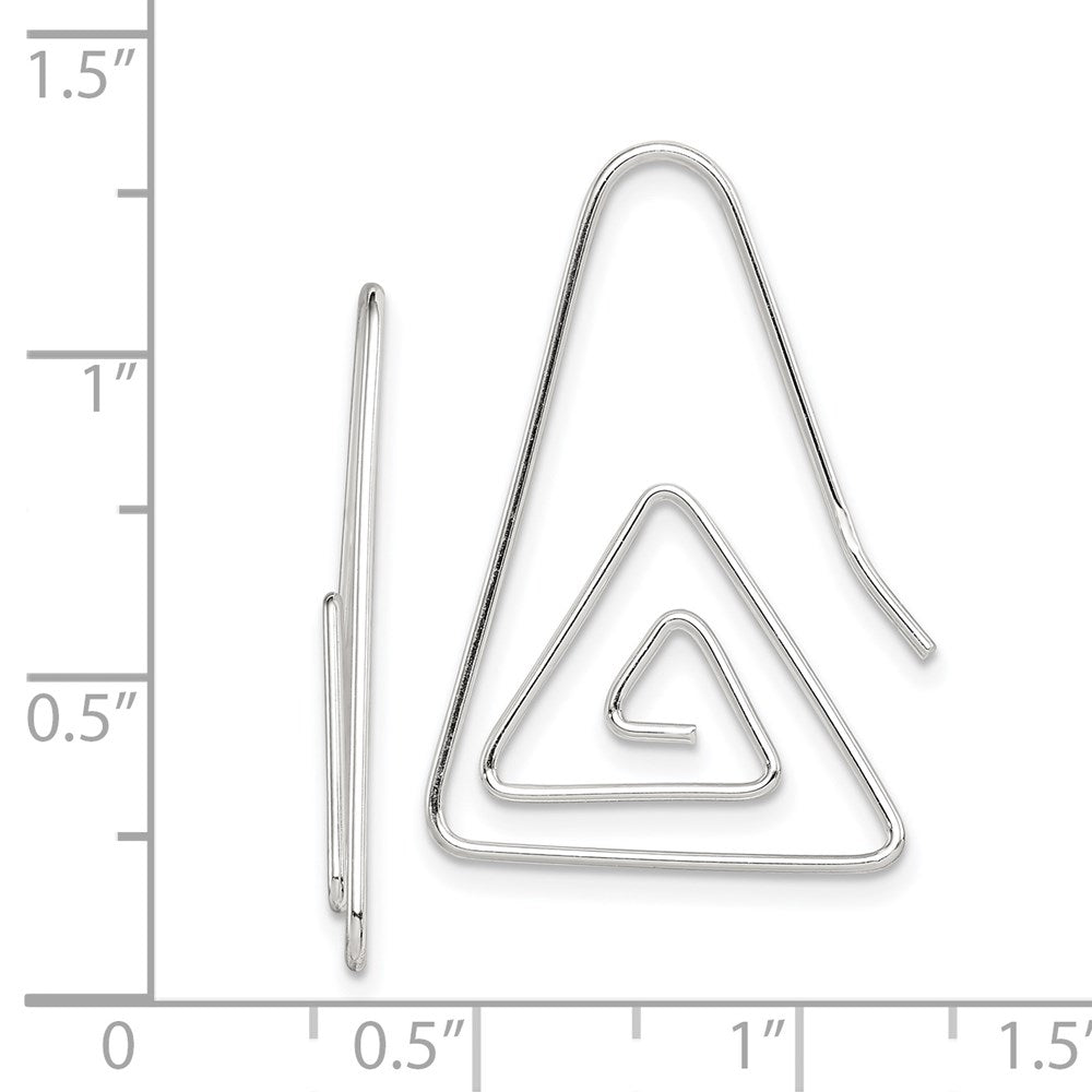 Sterling Silver Rhodium-Plated Hook Triangle Earrings