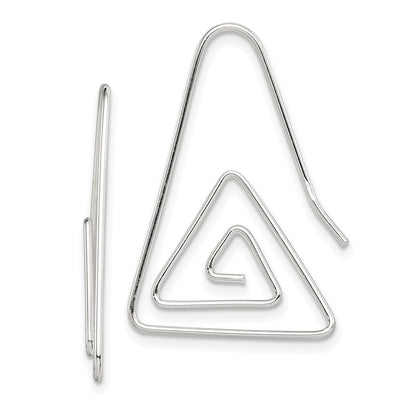 Sterling Silver Rhodium-Plated Hook Triangle Earrings