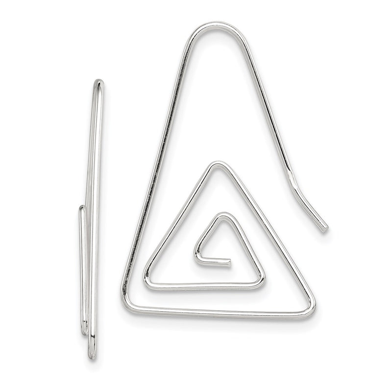 Sterling Silver Rhodium-Plated Hook Triangle Earrings