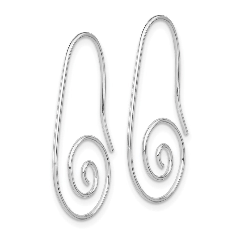 Sterling Silver Rhodium-Plated Hook Swirl Earrings