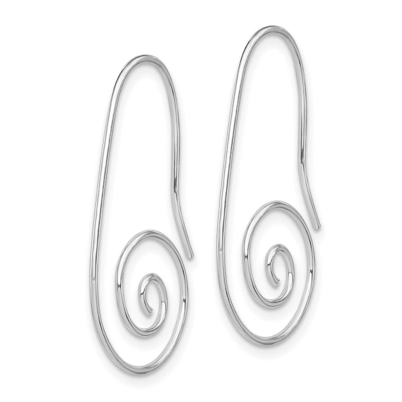 Sterling Silver Rhodium-Plated Hook Swirl Earrings