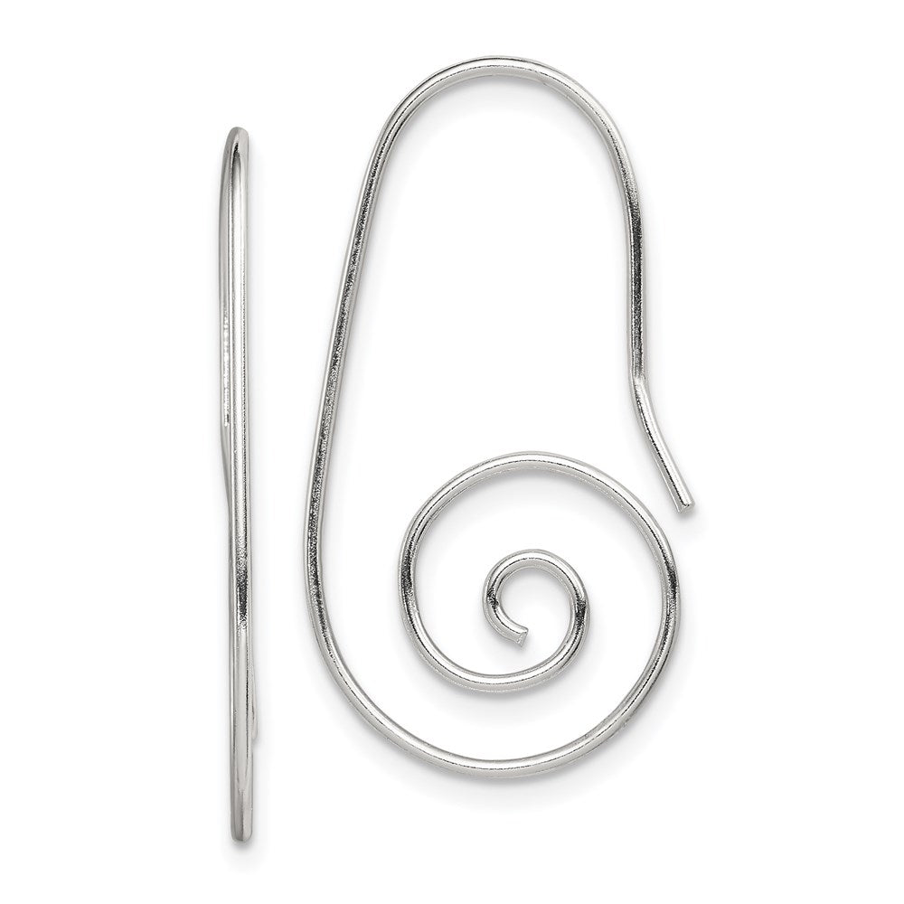 Sterling Silver Rhodium-Plated Hook Swirl Earrings