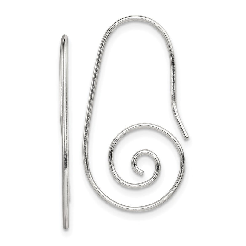 Sterling Silver Rhodium-Plated Hook Swirl Earrings