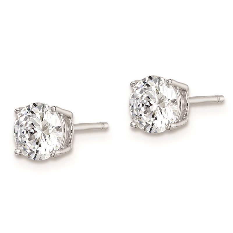 Sterling Silver Rhodium-Plated Polished Round 6mm Cz Stud Earrings