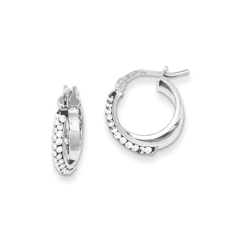 Sterling Silver Stellux Crystal Twisted Hoop Earrings